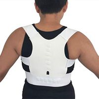 Cozylkx Magnetic Posture Corrector Men and Women Back Brace Adjustable Lumbar Support， White-S