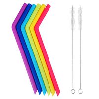 Tifanso Reusable Silicone Drinking Straws - 8 Pieces Big Size Flexible Straws Including Cleaning Brushes Compatible for 30 oz Tumblers RTIC/Yeti, Extra Long Bendy Straw, BPA Free, No Rubber Taste