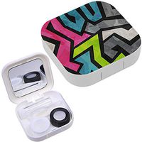 Portable Contact Lens Case Box Travel Kit Mirror + Bottle + Tweezers Container Holder [ Grunge Graffiti ]