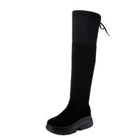 AIMTOPPY, Women Knee High Flat Thick Bottom Stretch Skinny Boots Thigh High Boots Shoes