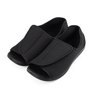Mens Extra Wide Open Toes Sandals Adjustable Diabetic Edema Orthopedic Arthritis Shoes Slippers Black