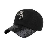 Meidexian888 Baseball Cap for Women,Adjustable Metal Leaf Embroidered Flower Denim Baseball Cap Topee Casual Outdoor Cap (Black)