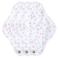 think ECO [ Promotion ] [Petit Franc 3p] Organic Reusable Cotton Pads, Menstrual Pads, Sanitary Napkins, Petit Franc Pattern, 3 Pads. (PF Day Pads)
