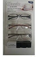 3 Pack Classic JLX Design Optics Reading Glasses 2.25 Lightweight, Swiss-Made Material Comes with 3 Microfiber Cases/Cleaning Cloths