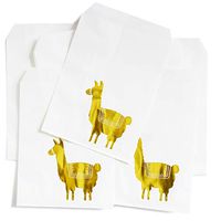 Juvale 100-Pack Llama Gold Foil Paper Party Favor Treat Bags for Cookies, Candy Buffet, 5 x 7.5 Inches