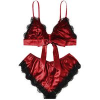 Lace Lingerie, for Women 2019 Sexy Satin Lace Patchwork Bandage Sleepwear Lingerie Underwear Suit 2PC Set, Viviplus Clothing