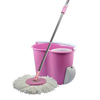 Xiaochongshan Mop bucket set，Floor Cleaning System With Extended Adjustable Handle And Microfiber Mop Bucket Set (Color : Pink, Size : 44.5×30.5×33cm)