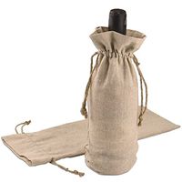 Linen Wine Bag Reusable Natural Drawstring Gift Pouch with Jute Cord Pack of 12