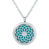 GerTong Essential Oil Diffuser Necklace, Hypo-Allergenic Premium 316L Stainless Steel Aromatherapy Diffuser Locket Pendant Set with 11 Color Refill Pads (Hollow)