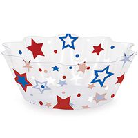 Club Pack of 12 Transparent Fluted Patriotic Disposable Plastic Party Bowls 8"