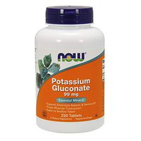 NOW Supplements, Potassium Gluconate 99mg, Easier to Swallow, Essential Mineral*, 250 Tablets