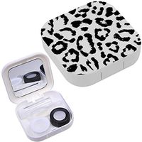 Portable Contact Lens Case Box Travel Kit Mirror + Bottle + Tweezers Container Holder [ Leopard Print ]