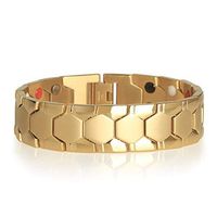 Master---Handmade Titanium Steel Magnet Health Care Bracelet Golden