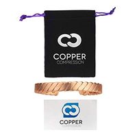 Copper Compression Twisted Copper Bracelet for Arthritis - 99.9% Pure Copper Magnetic Therapy 12 Magnet Bangle Bracelet for Men + Women. Therapeutic Bracelets for Carpal Tunnel, RSI, Joint Pain, Golf
