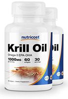 Nutricost Krill Oil 1000mg; 60 Liquid Softgels (2 Bottles) - Omega-3 EPA-DHA
