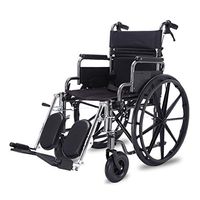 WenFei shop Lightweight Folding Wheelchair Wide Seat 18" with Handbrakes, Stainless Steel Frame Padded Seat and Detachable Elevating Leg Rest Fast Flip