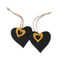 ULTNICE Mini Heart Gift Tags Wooden Blackboard Hanging Price Tags 10pcs