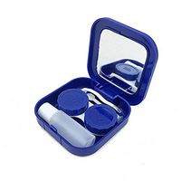 MAXGOODS Portable Contact Lens Case Hard Case Cleaning Holder Travel Kit Case with Mirror,Bottle and Tweezers (Blue)