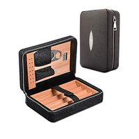 Yannabis Portable Travel Cigar Humidor Case with Cutter (Holds up to 4 Cigars)
