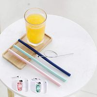 Collapsible Reusable Straws Folding Drinking Straws with Cleaning Brush Reusable Straws Portable Washable Food Grade Silicone Drinking Bent Straws