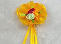 20pcs Organza Cabbage Flower Streamers The The Wedding Decoration Appliques (Yellow)