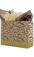 Large Chocolate & Gold Swirl Paper Shopping Bag 16 x 6 x 12 Inches - Count of 25