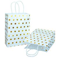 Gold Polka Dot Paper Gift Bags with Handles for Party Supplies by ADIDO EVA（12 CT 8.2 x 6 x 3.1 Inch）