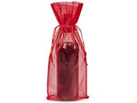 Organza Wine Bags- Red Organza Wine Bags 6-1/2x15" with Satin Drawstrings (6 Packs; 10 Bags Per Pack) - WRAPS-B61512