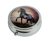 XingBoo Custom New Hot Round Silver Medicine Tablet Pocket Travel Pill Case Vitamin Glass Decorative Box (Brown Horse)