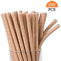 Whaline 200Pcs Bendable Paper Straws, Biodegradable Kraft Paper Drinking Straws for Juices, Shakes, Smoothies, Party Supplies, Birthday, Wedding, Anniversary Decorations