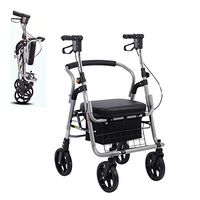 Lqdpdd Lightweight Folding Four Wheel Rollator Walker with Padded Seat, 3 in Rollator Transport Chair W Paded Seatrest, Reversible Backrest and Detachable Footrests Rollator Walker
