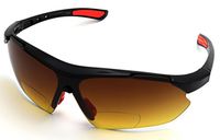 ColorViper Sports Double Injection Readers Flexie Reading Glasses size and color very (z2 shiny black red/anti glare BiFocal, 2.50)