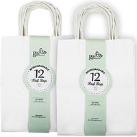 24CT Medium White Biodegradable, Food Safe Ink & Paper, Premium Quality Paper (Sturdy & Thicker), Kraft Bag with Colored Sturdy Handles (Medium, White)