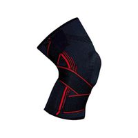 DU&HL Comfortable & Breathable Knee Brace Knee Compression Sleeve, Adjustable Compression Straps, Men & Women Training Running Hiking Lifting Basketball , red , L