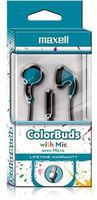 Maxell 199711 Comfortable Lightweight Design Dynamic Sound Reproduction Color Buds with Hands-Free Built-In Microphone - Blue