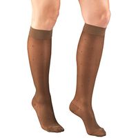 Truform Sheer Compression Stockings, 15-20 mmHg, Women's Knee High Length, Dot Pattern, Espresso, Large