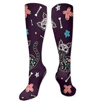 NOT Candy Skull Cats Mexican Compression Socks for Women & Men Funny Novelty Athletic Crew Socks