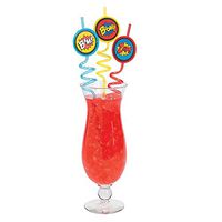 Fun Express Plastic Swirly Superhero Straws - 1 Dozen