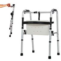 Portable Medical Folding Walker with Seat Adjustable Height Walker Lightweight Rollator Aluminium Alloy Shower Chair