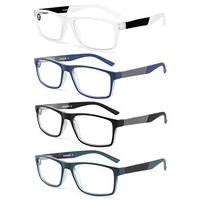 Blue Light Blocking Reading Glasses 4 Pack Computer Readers for Women Men,Anti Glare UV Ray Filter Eyeglasses +0.00