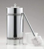 Taymor Chrome Cylinder Toilet Bowl Brush with Saucer and Lid