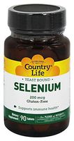 Country Life Selenium 200mcg Clean Super Antioxidant & Immune Health Support Supplement - Yeast Bound Essential Trace Mineral with Calcium - Gluten-Free, Vegan - 90 Tablets