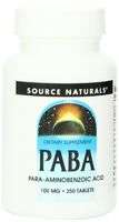 Source Naturals PABA - Para-Amino Benzoic Acid, 100 mg Dietary Supplement - 250 Tablets