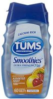 TUMS Smoothies Smooth Dissolving Antacid/Calcium Supplement Chewables-Assorted Fruit-60 ct. (Quantity of 5)