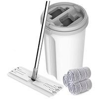 DYFYF Flat Squeeze Mop and Bucket with 3 Pcs Microfiber Separate Dirty Water From Clean Water Self Cleaning Flat Mop