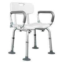 EGCLJ Aluminum Shower Chair with Arms Seat Back, Height Adjustable Medical Bath Tool Shower Chair Stool Seat for Elderly, Adults, Disabled
