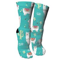 antspuent Cute White Llama Alpaca Cactus Compression Socks Unisex Printed Socks Crazy Patterned Fun Long Cotton Socks Over The Calf Tube