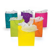 Fun Express Large Bright Neon Color Paper Gift Party Bags (24 Pack)