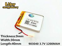 3.7V 1200mAh 903040 Lithium Polymer Ion Rechargeable Battery Lithium Polymer Li-Po Battery for MP4 GPS MP3 Bluetooth Stereo DIY Gift