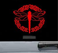 JS Artworks Cute Dragonfly Vinyl Decal Sticker (RED)
